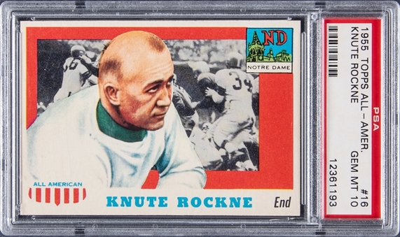 1955 Topps All-American #16 Knute Rockne – PSA GEM MT 10